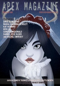 the cover of apexx magazine featuring a woman with horns on her head.