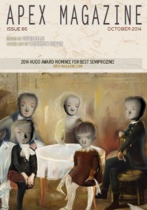 a cover of a magazine with a painting of people sitting at a table.