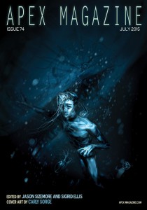 the cover of apex magazine featuring a woman in the water.