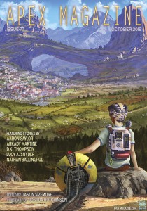 a magazine cover with a girl sitting on a rock.