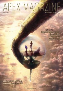 the cover of apex magazine featuring a sci - fi character.