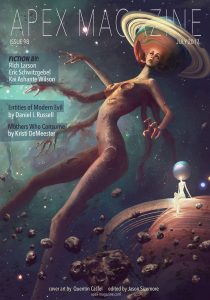 the cover of apex magazine featuring a woman in space.