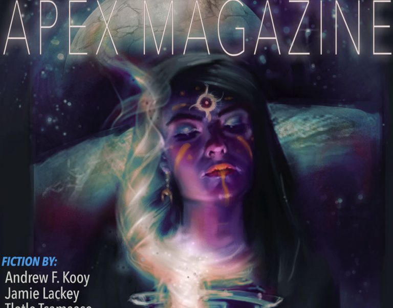 the cover of apex magazine featuring a woman with her eyes closed.