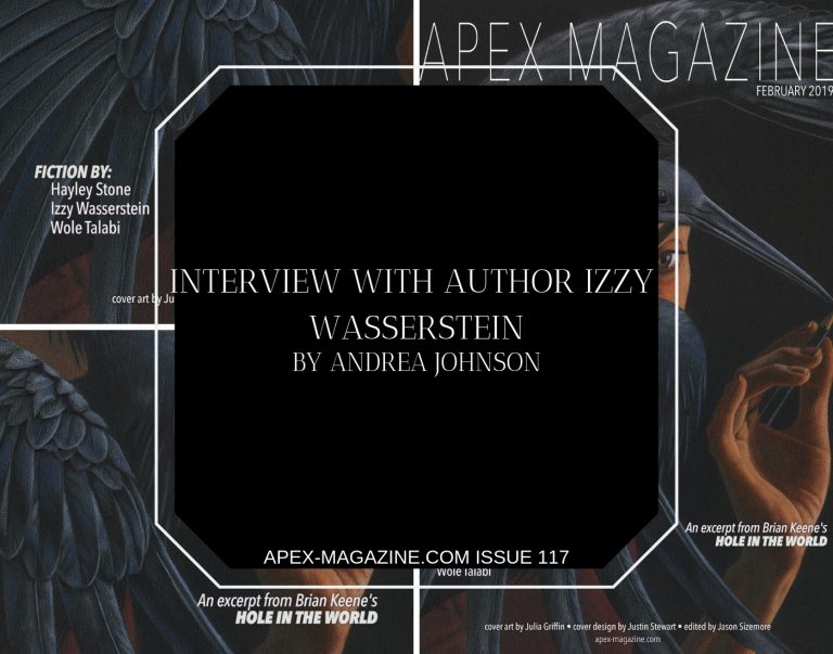 an interview with author izziy wasserein by adriena johnson.