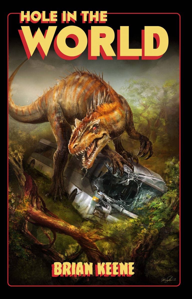 a picture of a dinosaur with the words hole in the world.