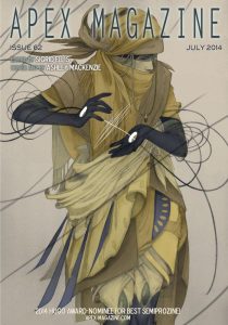 Apex Magazine Issue 62 cover with a woman in a yellow dress.