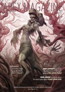 A cover of Apex Magazine Issue 109 with a creepy woman.