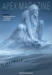 The cover of Apex Magazine Issue 10 featuring a large ice sculpture.
