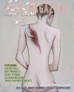 Apex Magazine Issue 37 with a painting of a naked man on the cover.