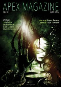 The cover of Apex Magazine Issue 82 featuring a creepy creature.