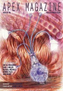 An Apex Magazine Issue 78 cover with a drawing of a vase.