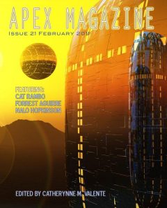 Apex Magazine Issue 21 with a picture of a building on the cover.