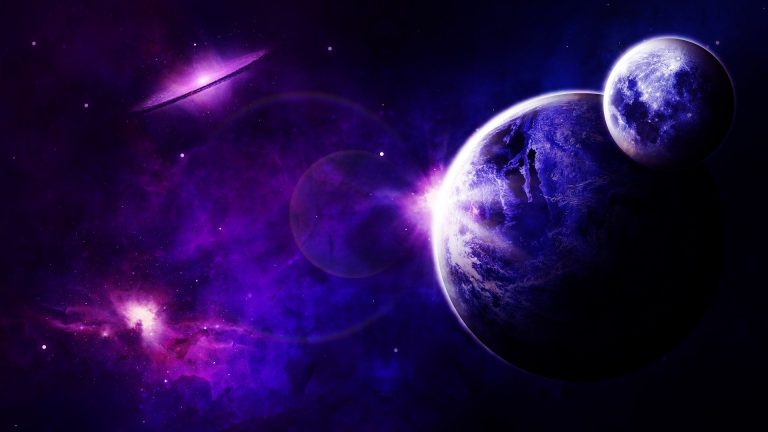 two planets in a space with stars.
