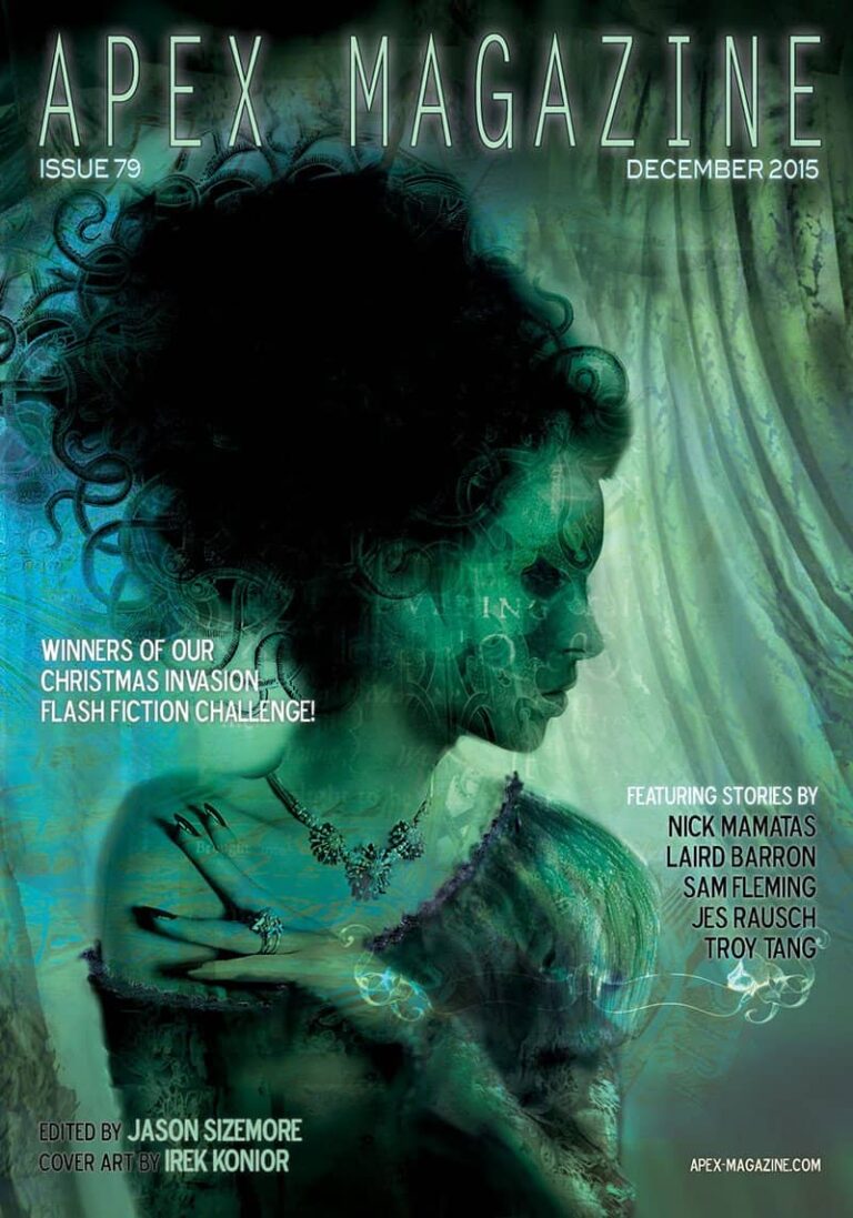 the cover of apex magazine featuring a woman in a green dress.