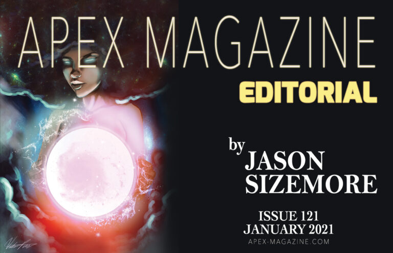 the cover of apex magazine editorial featuring a woman holding a glowing ball.