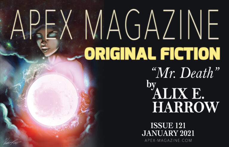 a poster with a woman holding a glowing ball.