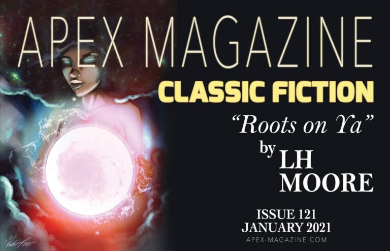 a poster for apex magazine with a woman holding a glowing ball.