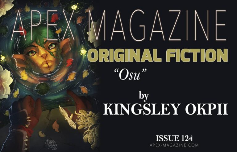 the cover of apex magazine is shown with an image of a woman's face.