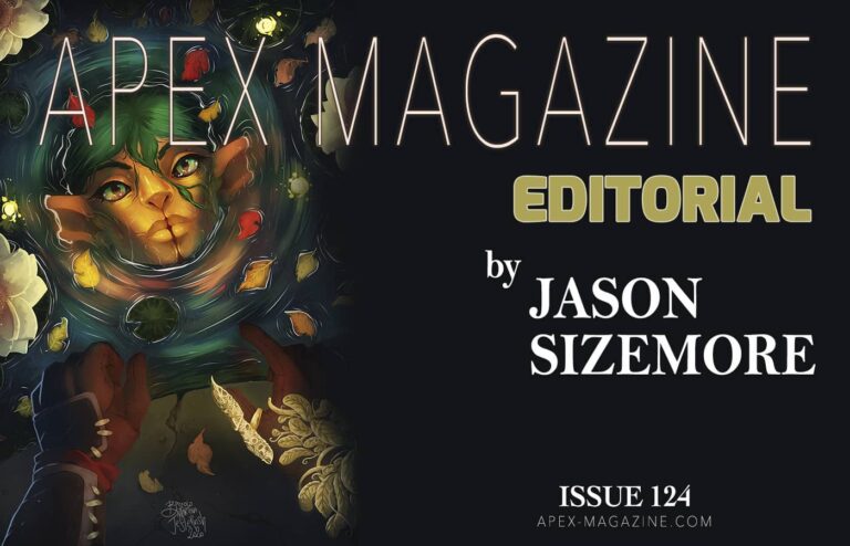 the cover of apex magazine editorial featuring an image of a woman's face.