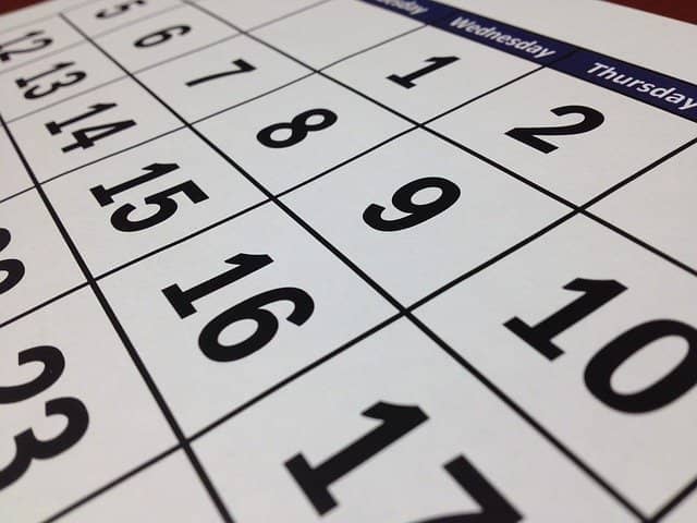 a close up of a calendar with numbers on it.
