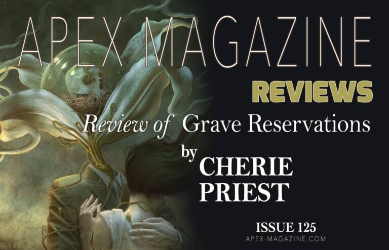 the cover of apex magazine review of grave reservations.
