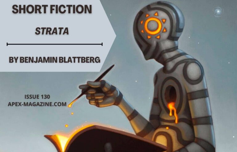 a picture of a robot reading a book.