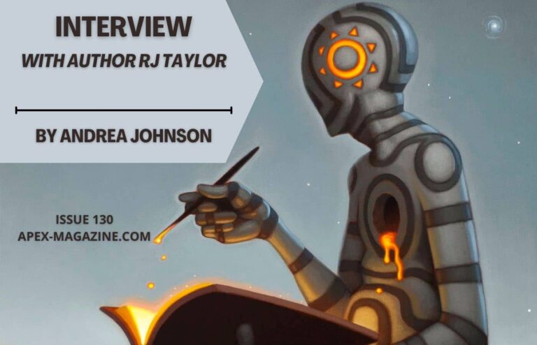 a robot holding a book in his hand.