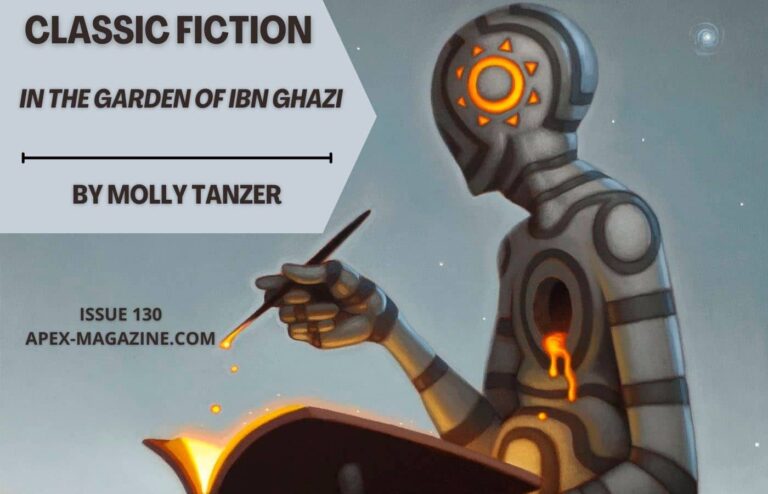 a picture of a robot reading a book.