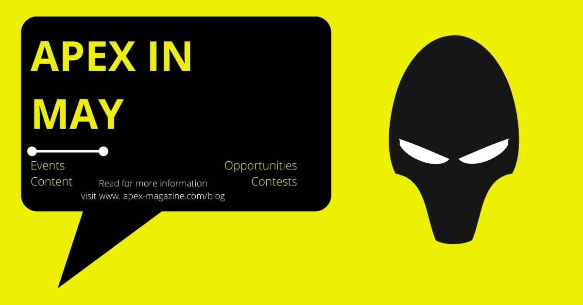 a black and yellow poster with an alien face and a speech bubble.
