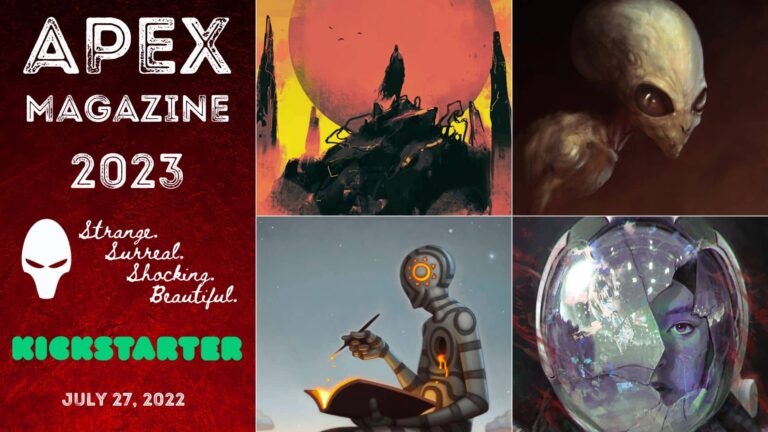 a collage of images with the words apex magazine on them.