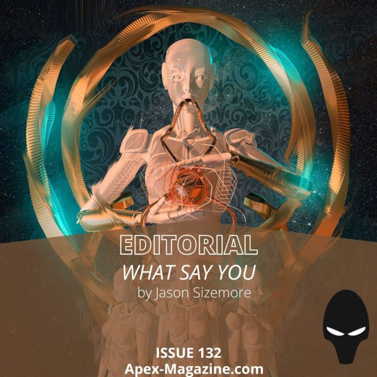 a poster with a robot holding a tennis racket.