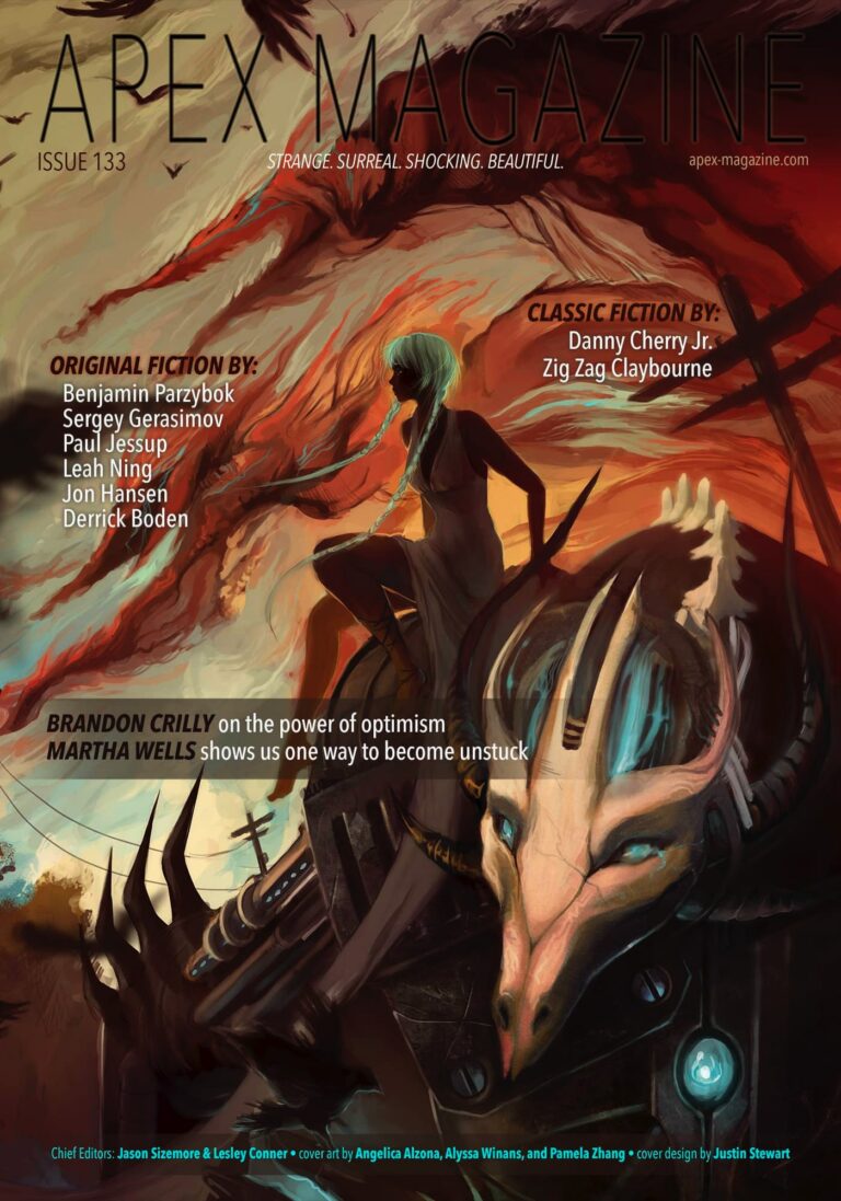 Apex Magazine Issue 133 cover with a woman riding a horse.