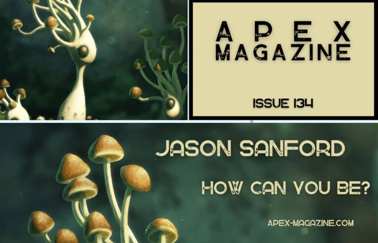 a picture of a group of mushrooms with a caption that reads apex magazine issue.