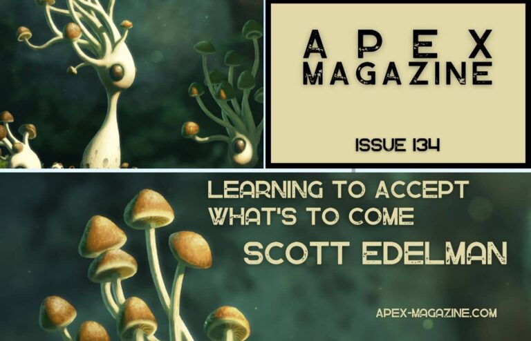 a picture of a group of mushrooms with a caption that reads apex magazine issue.