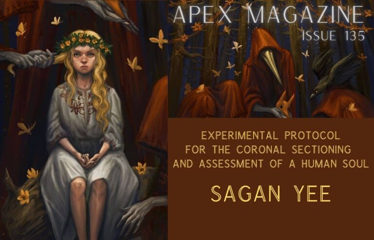 a painting of a woman sitting in a forest.