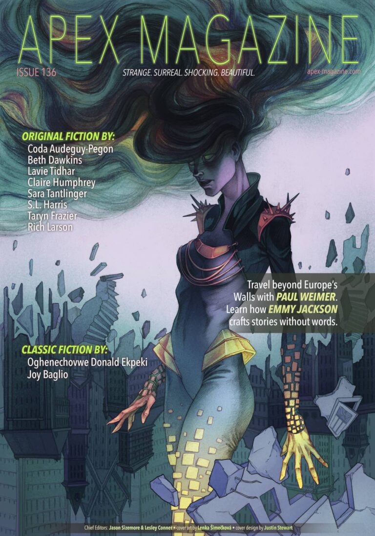 the cover of apex magazine featuring a woman with long hair.