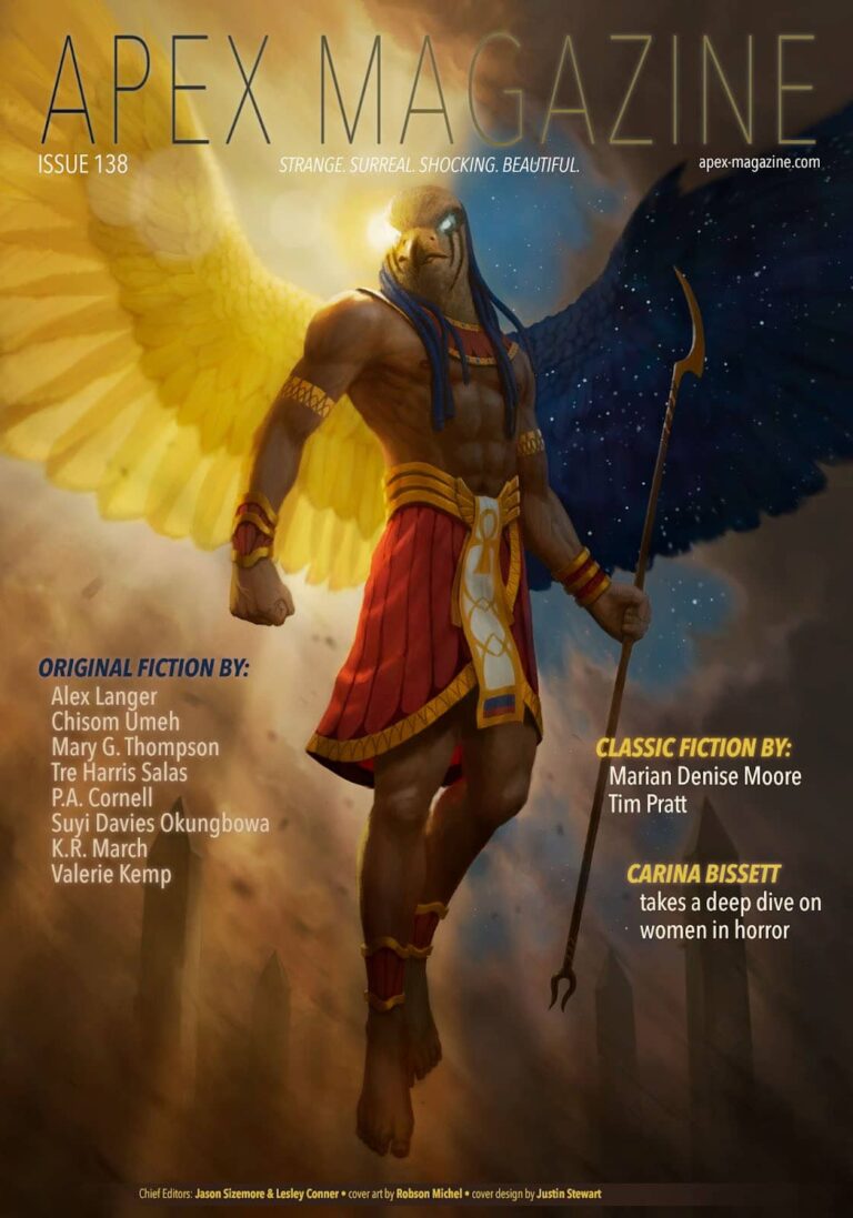 Apex Magazine Issue 138 featuring an image of an Egyptian god on the cover.