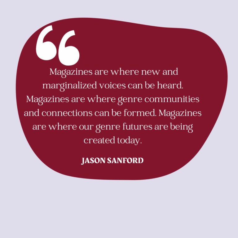 A quote from jason savord that says magazines are where now and monetized voices can be heard.